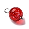 Drawbench Spray Painted Transparent Glass Round Connector Charms PALLOY-JF03509-01-3