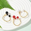 Brass Enamel Open Cuff Rings for Women RJEW-U057-01G-1