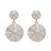 Flat Round Brass Dangle Stud Earrings EJEW-R025-25P-4