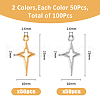 SUPERFINDINGS 100Pcs 2 Colors Tibetan Style Alloy Hollow Pendants FIND-FH0009-01-2