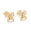 Brass Micro Pave Clear Cubic Zirconia Stud Earrings EJEW-F264-13-2