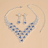 Flower Brass Rhinestone Pendant Necklaces & Stud Earrings Sets FS-WG97465-01-2