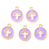 Light Gold Plated Alloy Enamel Pendants ENAM-R136-18C-1