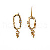 Brass Pave Clear Cubic Zirconia Stud Earring Findings KK-N233-370-1