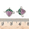 Brass Pave Green & Hot Pink Cubic Zirconia Fruit Connector Charms KK-Z109-01P-02-3