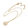 Flower Brass Micro Pave Cubic Zirconia Pendant Neckalces NJEW-C076-21G-4