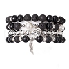 Natural Obsidian and Natural Lava Rock Bracelets Set for Women Men BJEW-JB11097-1