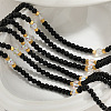 Elegant Round Natural Black Onyx(Dyed & Heated) & Glass & Freshwater Pearl Beaded Necklaces WB9753-3