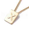 Titanium Steel Initial Letter Rectangle Pendant Necklace for Men Women NJEW-E090-01G-24-1