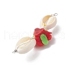 Natural Cowrie Shell & Flower Handmade Polymer Clay Connector Charms PALLOY-JF03797-5