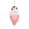 Iron & Natural Gemstone Woven Web/Net with Feather Pendant Decorations PW-WG69226-05-1