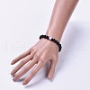 Natural Black Agate(Dyed & Heated) Bead Stretch Bracelets BJEW-JB04295-03-3