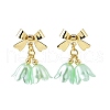Plastic Flower with Bowknot Dangle Stud Earrings EJEW-JE05129-3