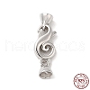 Rhodium Plated 925 Sterling Silver Lobster Claw Clasps with Cord End STER-G038-05P-1