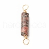 Natural Leopard Skin Jasper Connector Charms PALLOY-JF01454-04-3