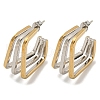 Square 202 Stainless Steel Multi Layered Stud Earrings EJEW-H003-13GP-01-1