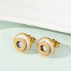304 Stainless Steel Plastic Imitation Shell Stud Earrings EJEW-Z089-20G-2
