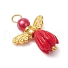 Opaque Resin Flower Rose Beads with Glass Pearl Round Bead and Tibetan Style Alloy Fairy Wing Beads and Brass Ball Head pins Pendants PALLOY-JF03594-01-4