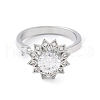 Sunflower Rotatable Open Cuff Rings for Women RJEW-S402-13P-2