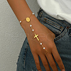 Plastic Pearl & Cross Stainless Steel Link Finger Ring Bracelets for Women FB9386-3