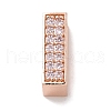 Rack Plating Rectangle Brass Micro Pave Cubic Zirconia Slide Charms KK-L224-037RG-1