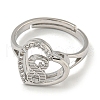 Heart with Letter Rack Plating Brass Micro Pave Cubic Zirconia Adjustable Rings for Women RJEW-I105-06P-S-2