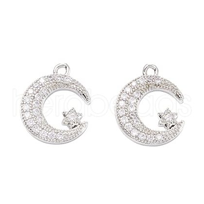   Rack Plating Brass Micro Pave Cubic Zirconia Pendants ZIRC-PH0001-27-1