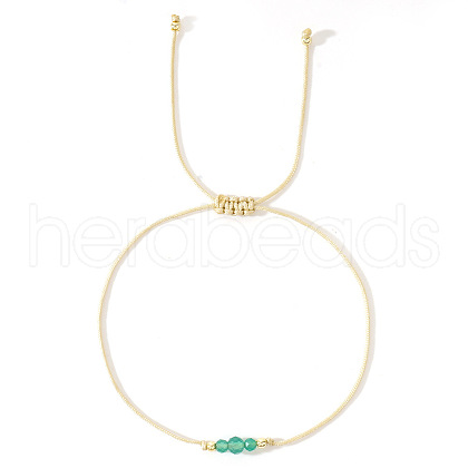 Simple Casual Brass & Natural Green Aventurine Beads Braided Bracelets LM1536-2-1