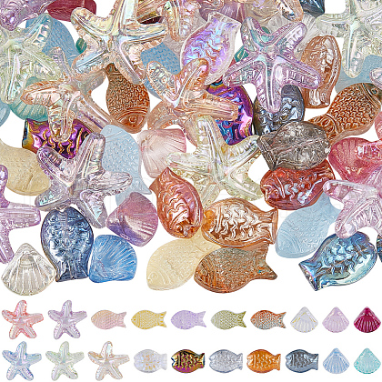 SUNNYCLUE 120Pcs 4 Styles Transparent Glass Beads GLAA-SC0002-53-1