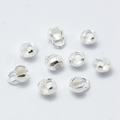 925 Sterling Silver Bead Tips Knot Covers STER-G027-25S-1