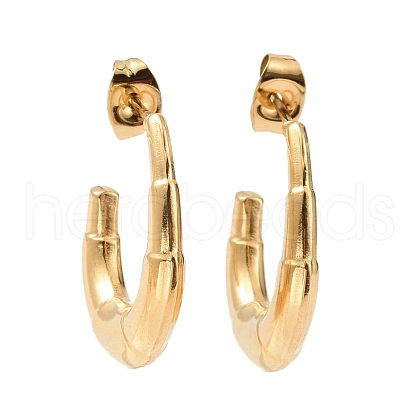 Ion Plating(IP) 304 Stainless Steel Croissant Stud Earrings EJEW-G293-27G-1