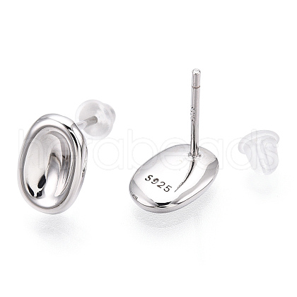 Rhodium Plated 925 Sterling Silver Stud Earrings STER-T004-38P-1