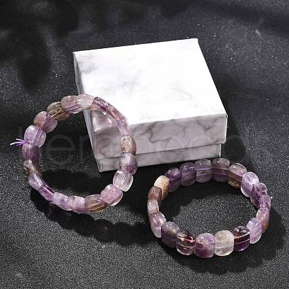 Natural Amethyst Beaded Stretch Bracelets for Women Men BJEW-M049-11C-1