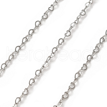 304 Stainless Steel Heart Link Chains CHS-A016-33P-A-1