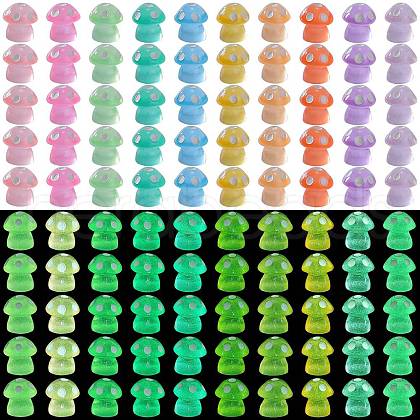 100Pcs 10 Colors Mushroom Luminous Resin Display Decorations RESI-SZ0003-46-1