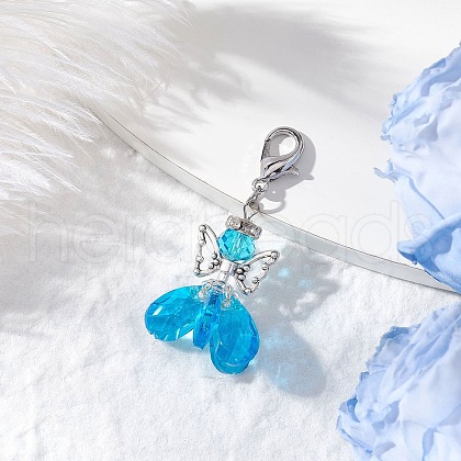 Angel Glass Pendant Decorations HJEW-MZ00260-05-1