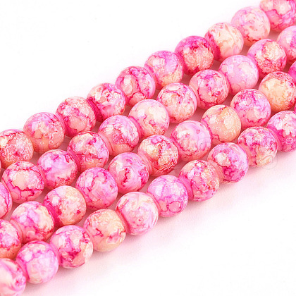 Baking Painted Glass Beads Strands DGLA-N003-6mm-A01-1