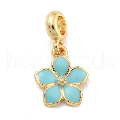 Rack Plating Alloy Enamel Flower European Dangle Charms FIND-B034-55G-07-1