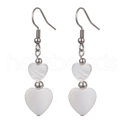 Natural Shell Heart Dangle Earrings EJEW-JE05583-02-1