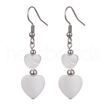 Natural Shell Heart Dangle Earrings EJEW-JE05583-02-1