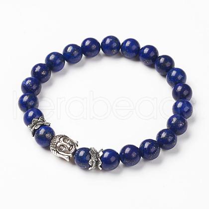 Natural Lapis Lazuli(Dyed) Stretch Bracelets BJEW-JB03251-03-1