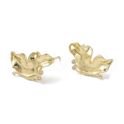 Brass with Cubic Zirconia Stud Earrings Findings KK-B087-09G-1