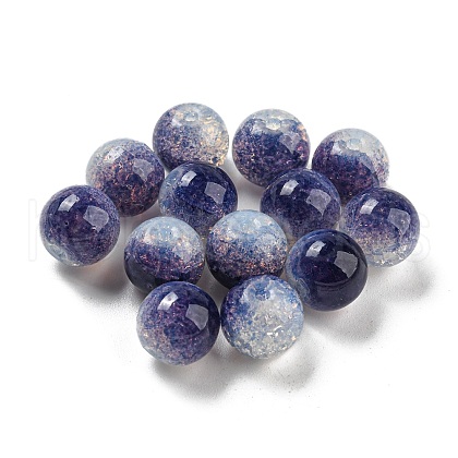 Transparent Spray Painting Crackle Glass Beads GLAA-L046-01A-14-1