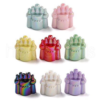 UV Plating Iridescent Acrylic Beads OACR-G039-10-1