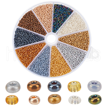 HOBBIESAY 10 Styles 6660 Pcs Glass Seed Beads SEED-HY0001-16-1