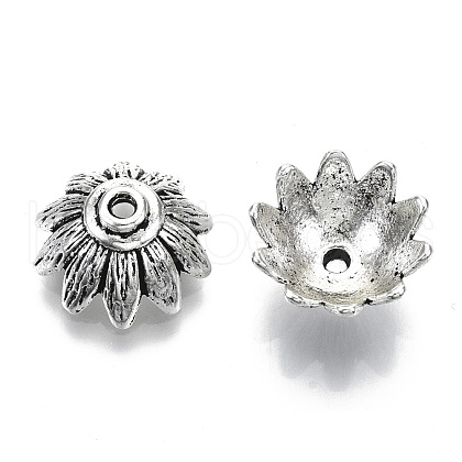 Tibetan Style Alloy Bead Caps TIBEP-S319-104AS-RS-1