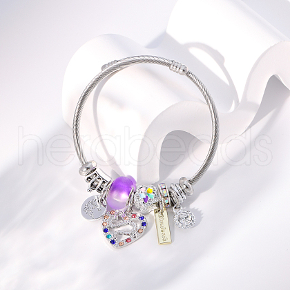 Stainless Steel Heart Pendant Bracelets for Women IN2722-1