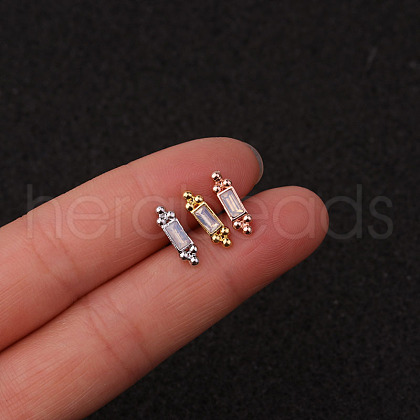 316L Surgical Stainless Steel Micro Pave Clear Cubic Zirconia Cartilage Earrings WG35DE6-12-1