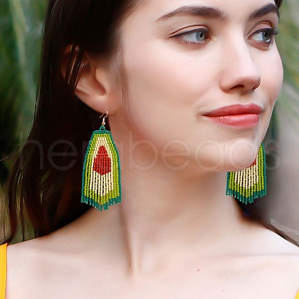 Bohemia Glass Seed Bead Dangle Earrings EJEW-C091-01E-1