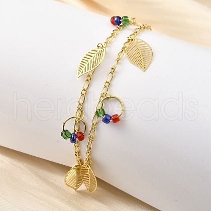 Brass Oval Link Multi-strand Bracelets BJEW-U040-01G-1
